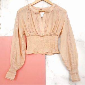 Free People You Look Good Lace Boho Prairie Top